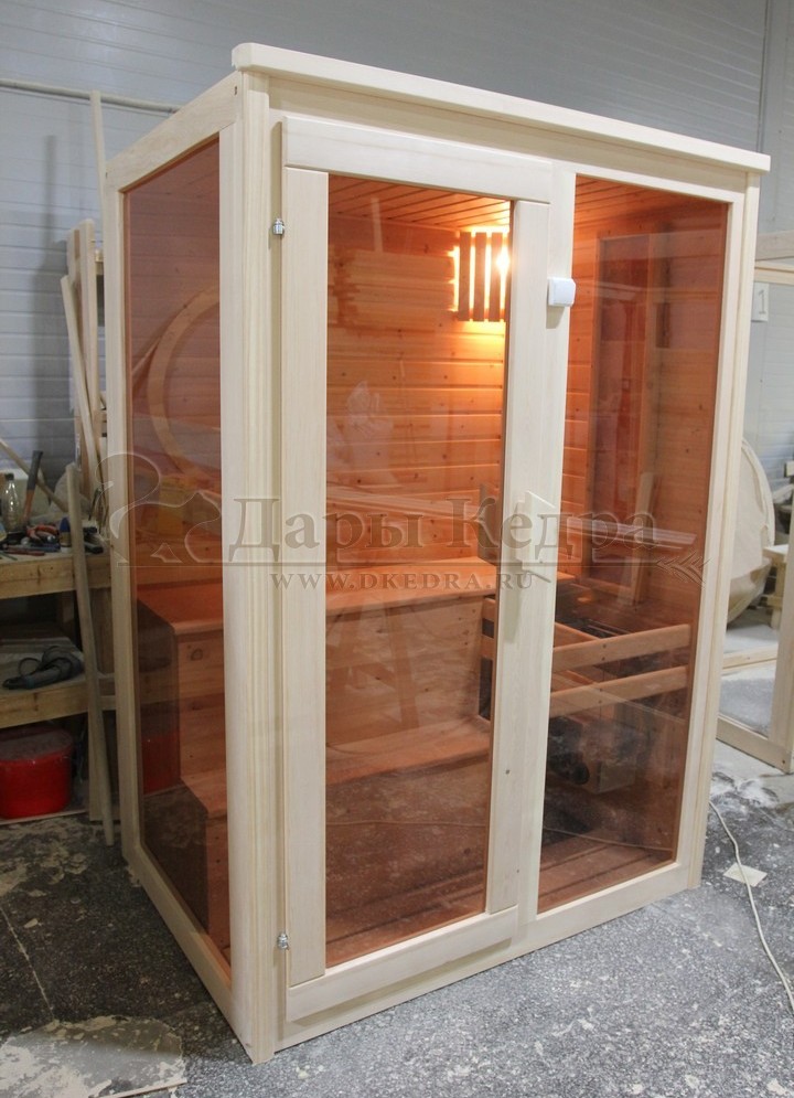 Двухместная финская сауна кабина из кедра с электрокаменкой