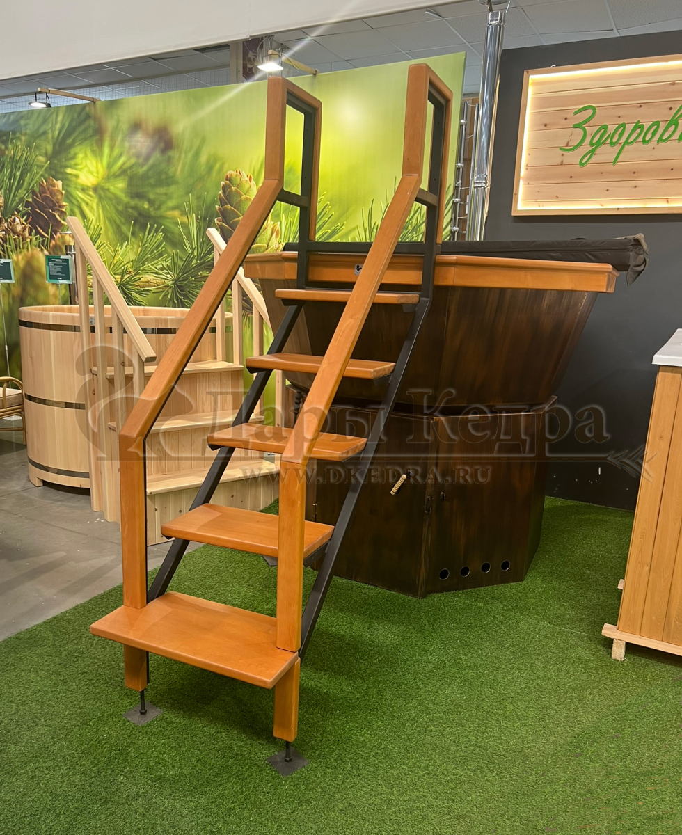 Банный чан из нержавеющей стали Ø-2350 на подставке с ветрозащитой и печью СТ3